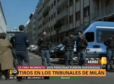 Tiroteo y muerte en los tribunales de Milán