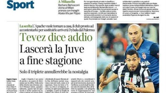 Un diario italiano dice que Tévez vuelve a Boca a mitad de año