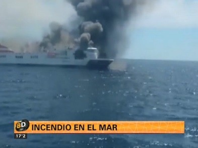 Incendio en el mar Mediterráneo