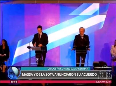 Massa y De la Sota formalizaron su acuerdo para competir las PASO en un frente