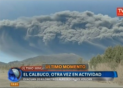 Volcán Calbuco, otra vez en actividad