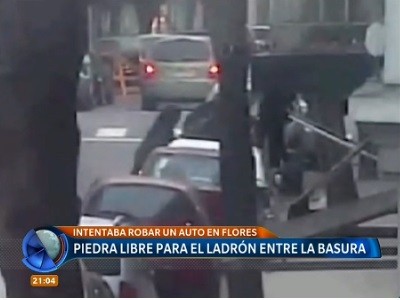 Piedra libre para el ladrón en el tacho de basura