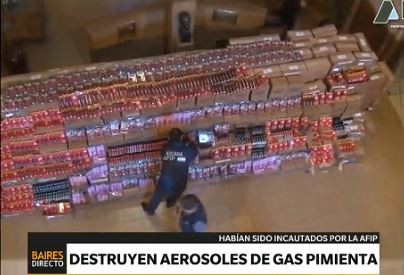 Ordenaron incinerar el gas pimienta incautado por AFIP