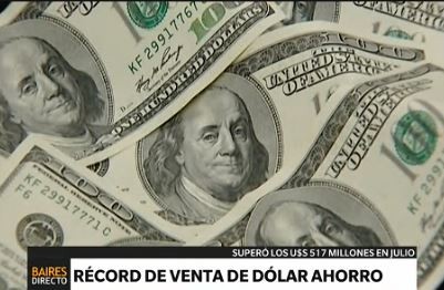 Record de venta de dólar ahorro