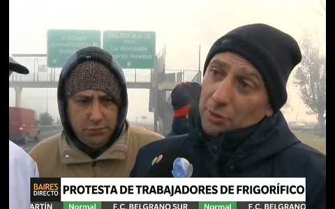 Protesta de trabajadores de un frigorífico