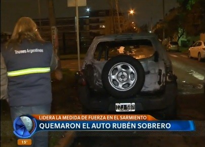 Quemaron el auto de Rubén "El Pollo" Sobrero