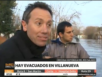 La situación en Villanueva por la crecida del río Salado