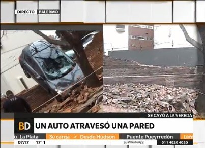 Un auto atravesó una pared en Palermo