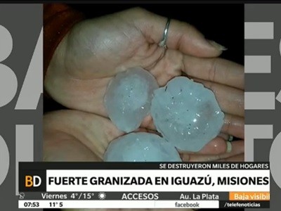 Fuerte tormenta de granizo en Iguazú