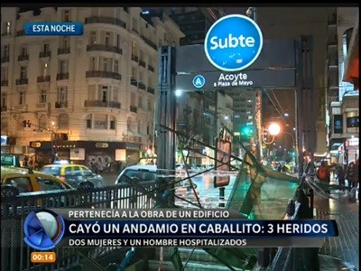 Tres heridos en Caballito por la caída de un andamio