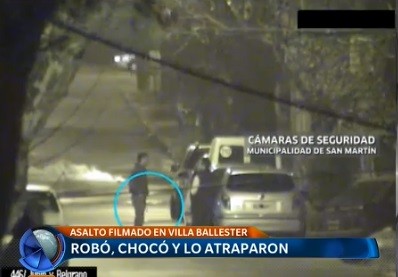 Video: robó, chocó y lo atraparon