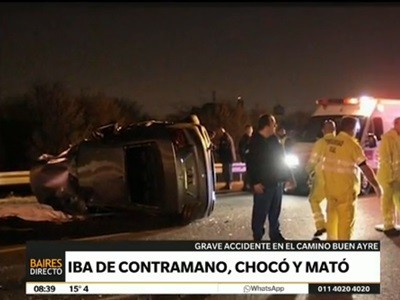 Un conductor alcoholizado y a contramano causó la muerte de una mujer y su hija