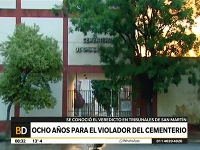 Sentencia de 8 años al violador del cementerio