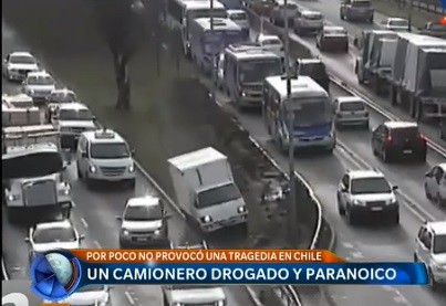 Video: un camionero drogado y paranoico