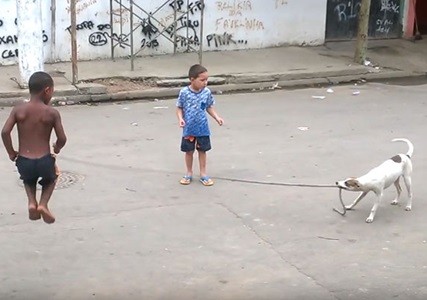 #EsViralLos chicos se divierten y el perro también