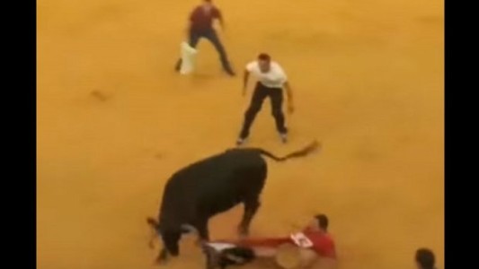 Video: Un toro dejó desnudo a un hombre