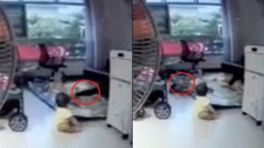 Video: brutal patada de una niñera a la bebé que estaba cuidando