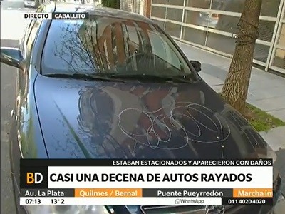 Vandalismo contra autos estacionados en Caballito