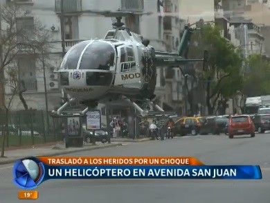Un helicóptero en Avenida San Juan