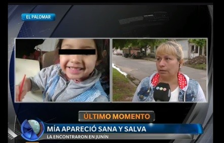 Apareció a salvo Mía en Junín