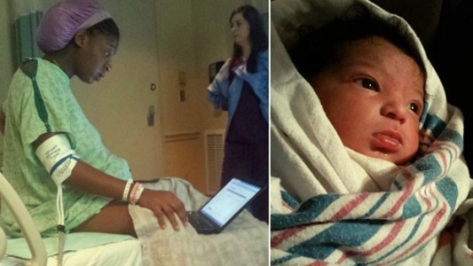 Madre de 21 años completó un examen en medio del parto