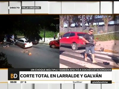 Choque múltiple que afectó a autos estacionados