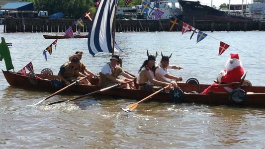 Papá Noel y los vikingos remaron por una navegación más segura en el Delta