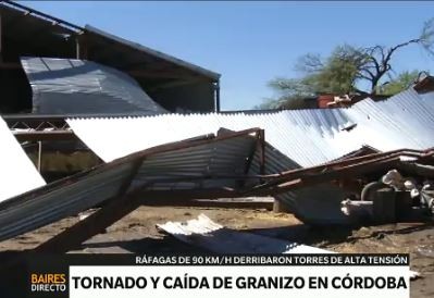 Una cola de tornado afectó Santa Fe y Córdoba
