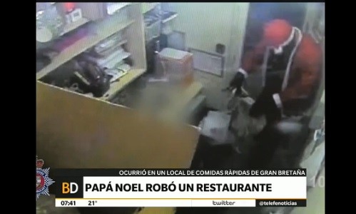 Papá Noel entró a robar un negocio y quedó registrado por las cámaras de seguridad