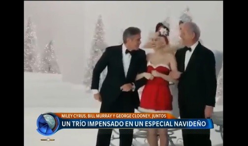 George Clooney, Miley Cyrus y Bill Murray en un especial de Navidad