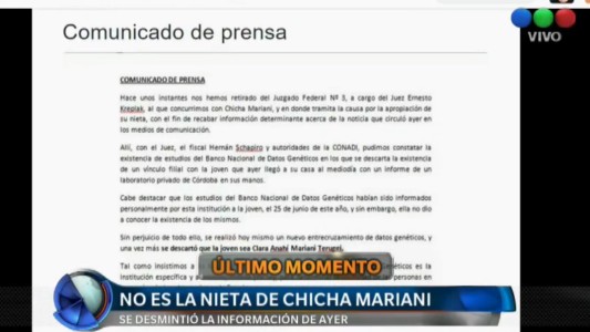 Desmienten que Chicha Mariani haya encontrado a su nieta