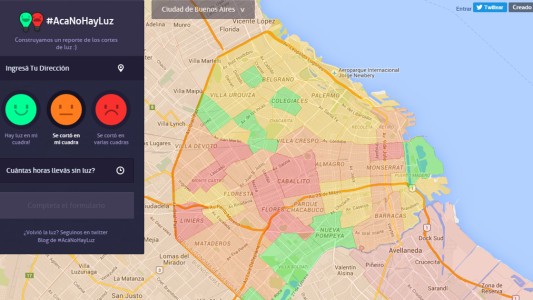 #Acánohayluz, el sitio con el mapa de los cortes