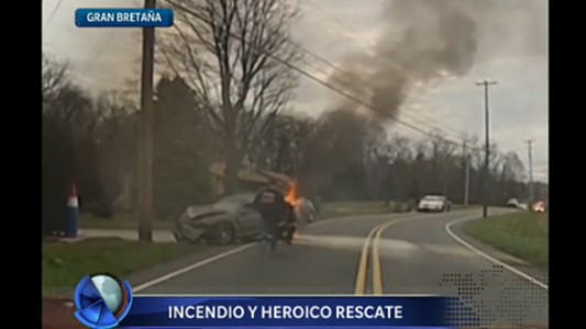 Incendio y heroico rescate en Gran Bretaña