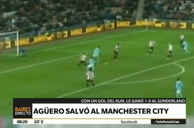 Premier League:  Manchester City le ganó a Sunderland con un gol de Agüero