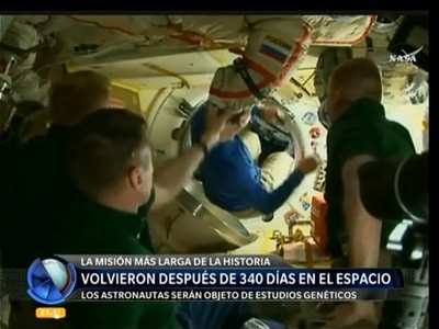 Astronautas regresan a la tierra tras casi un año en el espacio