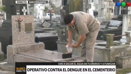 Operativo contra el dengue en el cementerio de San Fernando