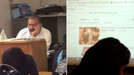 Video: profesor olvidó el proyector prendido mientras miraba lencería en internet