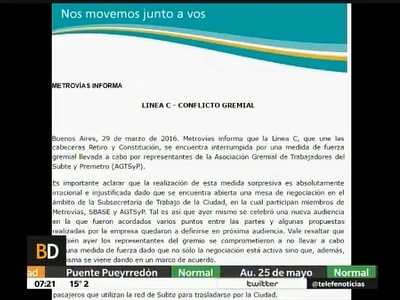 Metrovías acusa a los metrodelegados de no cumplir los compromisos asumidos