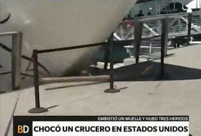 Un crucero se quedó sin frenos y causó pánico en un puerto de Estados Unidos
