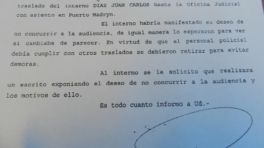 Un preso faltó a una audiencia porque “quería seguir durmiendo”