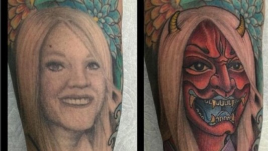 Un hombre divorciado convirtió un tatuaje del rostro de su ex en un demonio