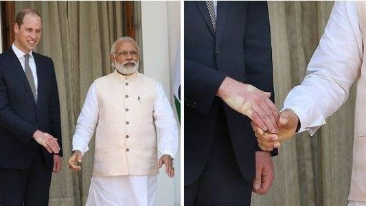 El Primer Ministro indio le "destrozó" la mano al príncipe William