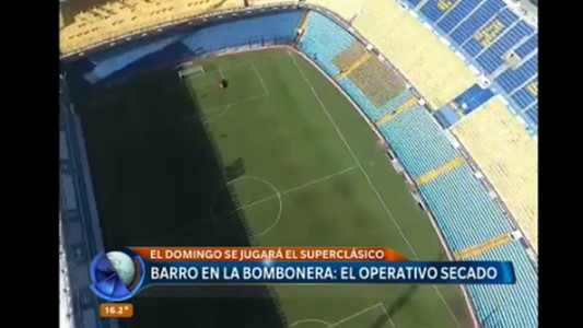 Barro en la Bombonera: operativo secado