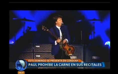 Paul McCartney pidió que no se venda carne durante su show en Córdoba