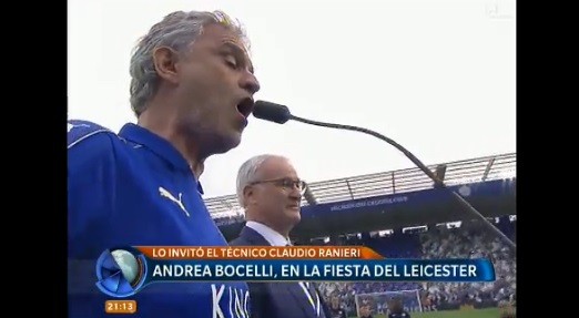 Andrea Bocelli, en la fiesta del Leicester