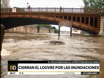 Cerraron el Louvre por las inundaciones en París