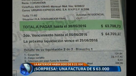 ¡Sorpresa!: una factura de luz de 63 mil pesos