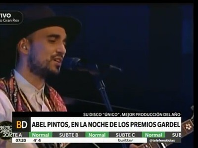 Abel Pintos en la noche de los Premios Gardel