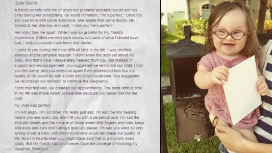 La carta de una madre al médico que le aconsejó abortar a su bebé con síndrome de down