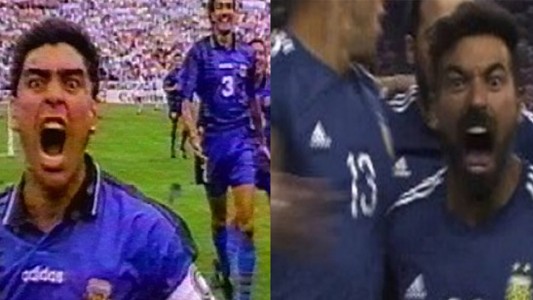 El festejo de Lavezzi, igual al de Maradona ante Grecia en el 94